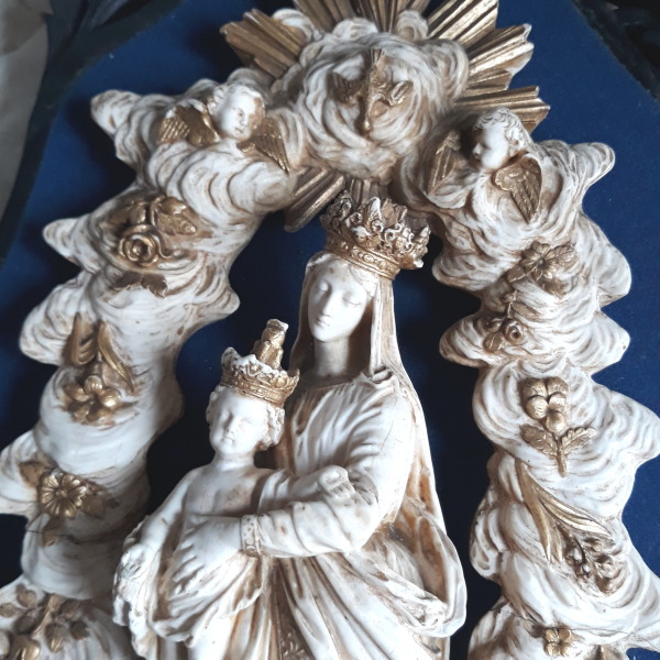 奇跡の再販！ アンティークマリアとイエスのラージメダイ 翡翠彫刻641g